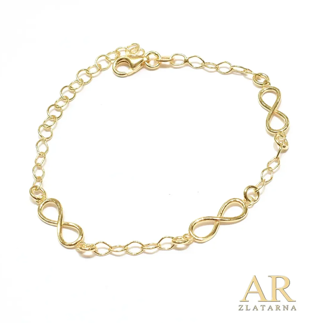 Srebrna pozlaćena narukvica sa tri Infinity znaka