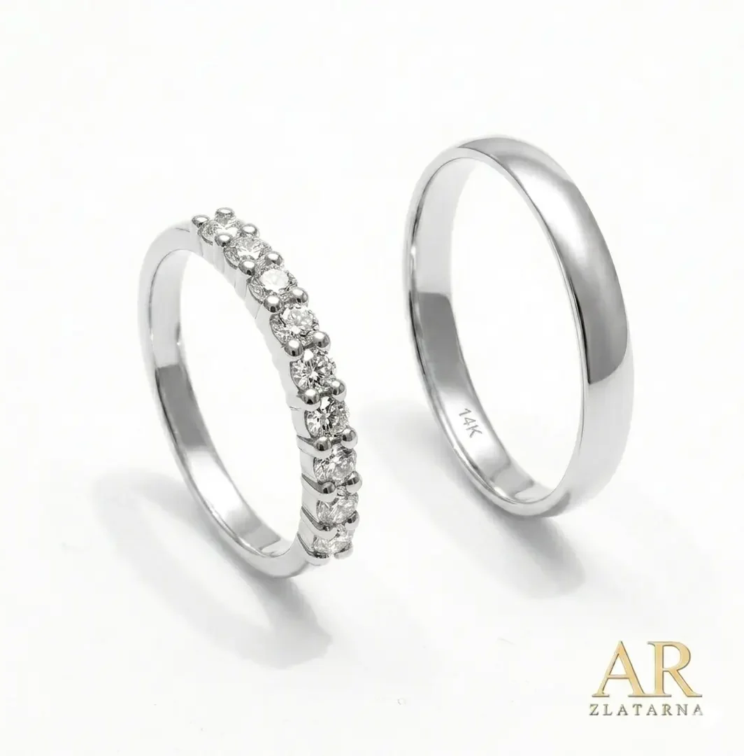 Bijelo zlato vjenčani prsteni s 0.53ct LAB dijamantima