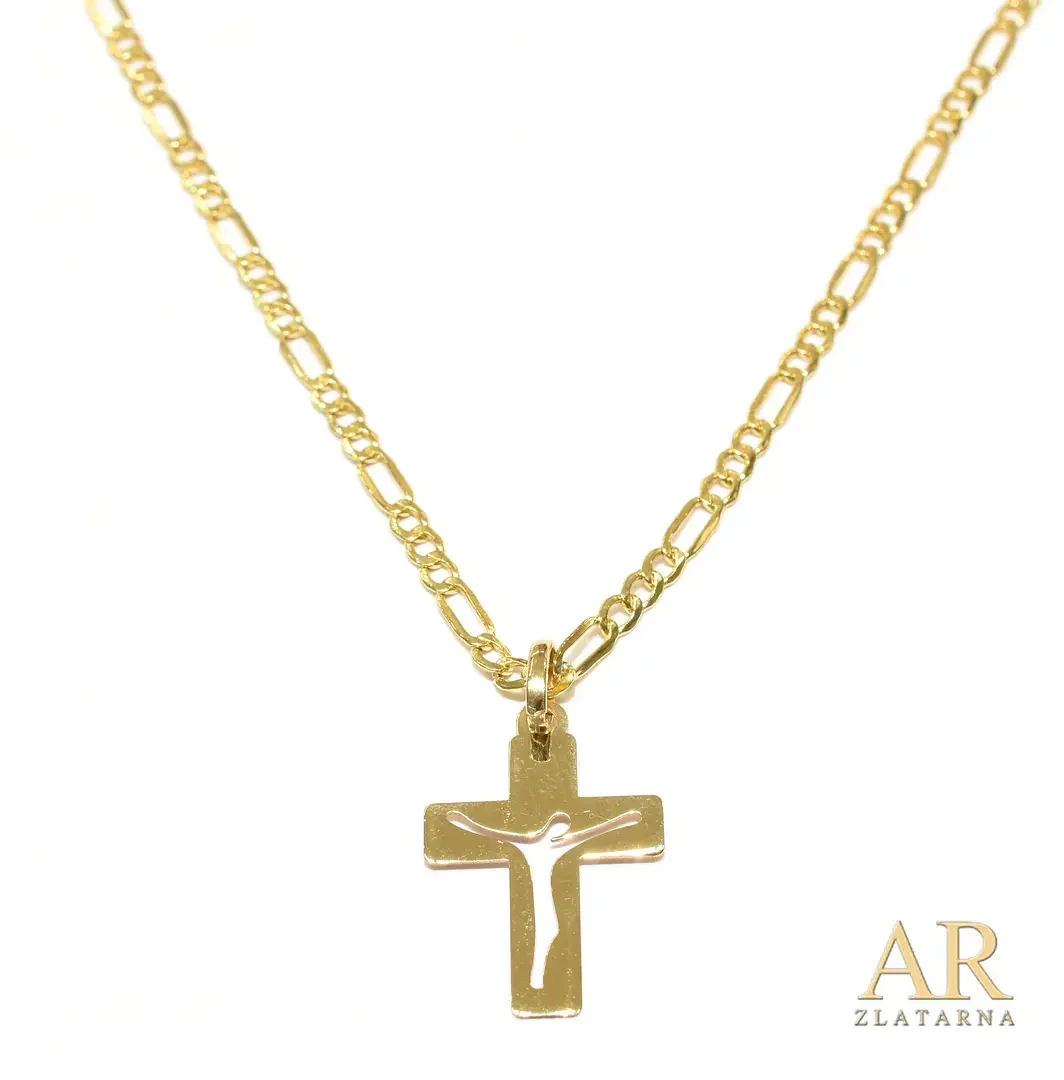 Zlatna ogrlica Križ impresija  55cm
