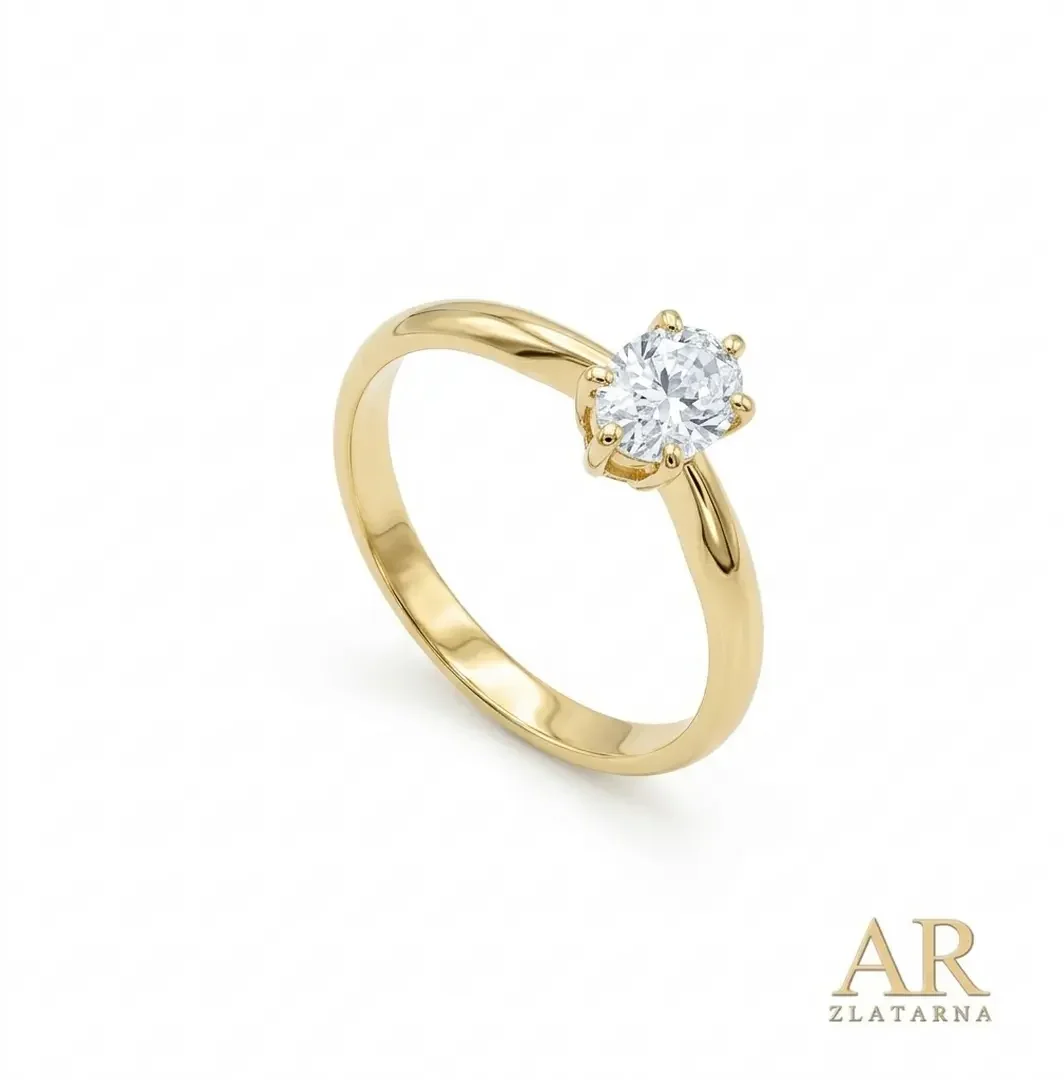 Zlatni zaručnički prsten sa prirodnim 0.60 ct ovalnim dijamantom