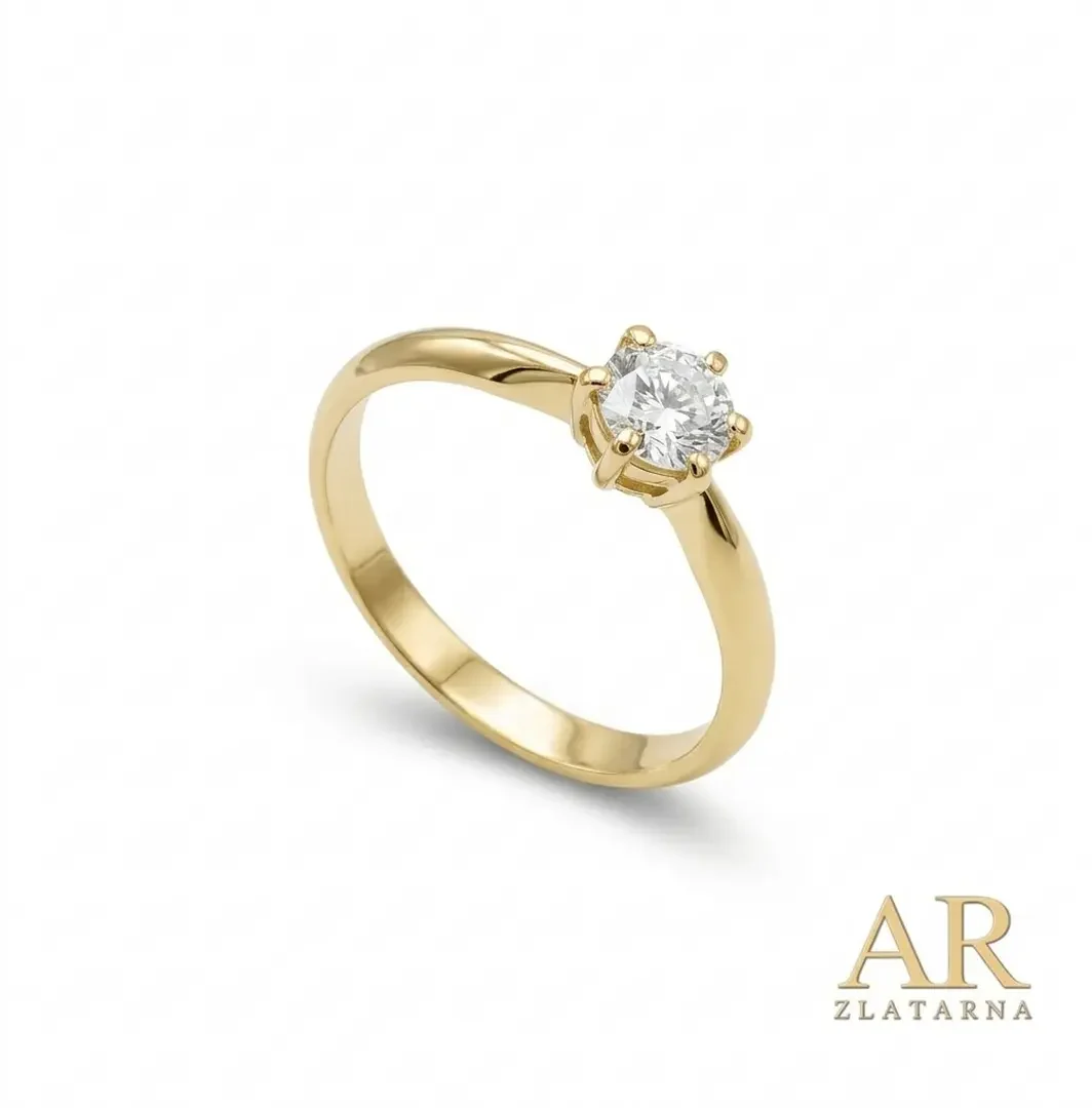 Zlatni zaručnički prsten sa prirodnim dijamantom 0.49 ct