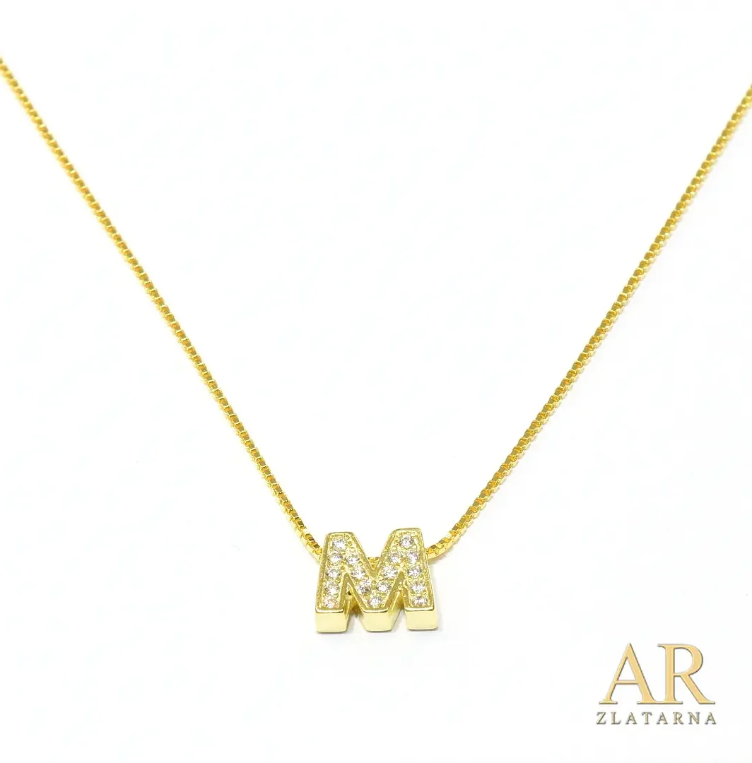 Srebrna pozlaćena ogrlica slovo M