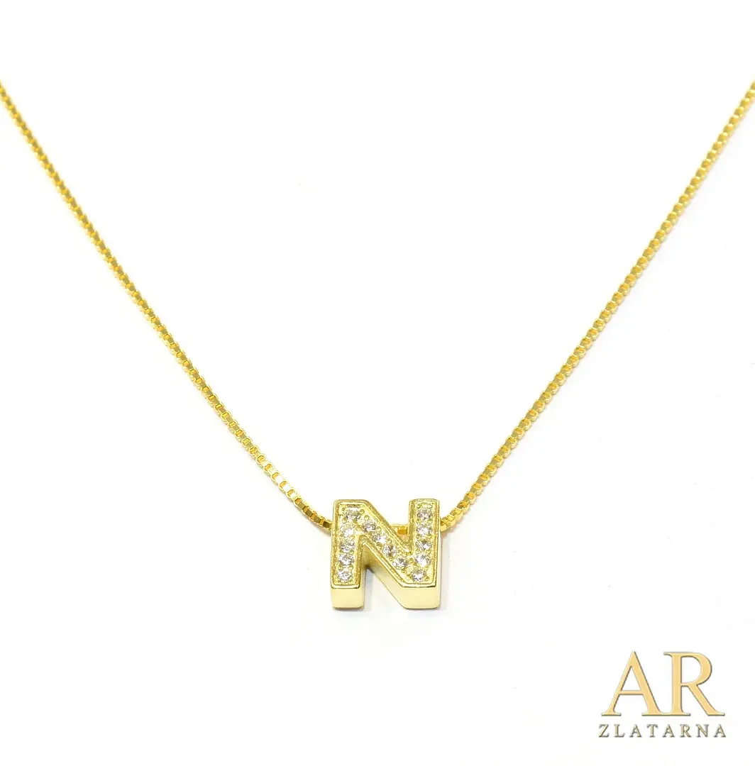 Srebrna pozlaćena ogrlica slovo N