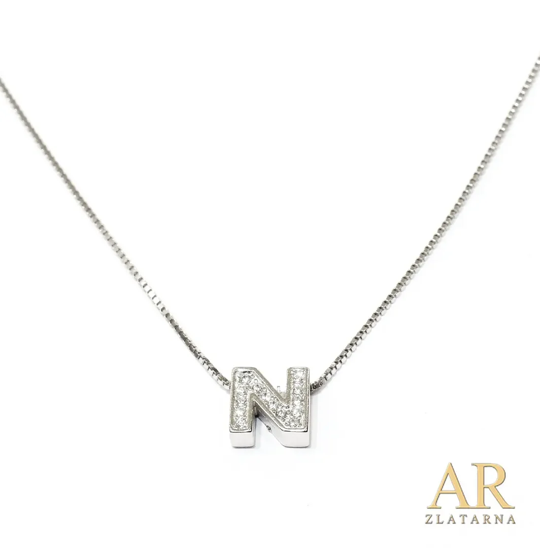 Srebrna ogrlica slovo N