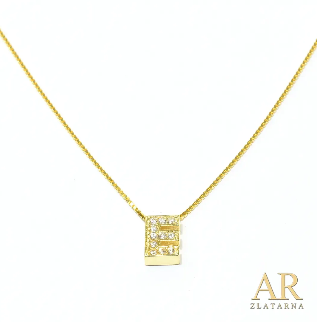 Srebrna pozlaćena ogrlica slovo E