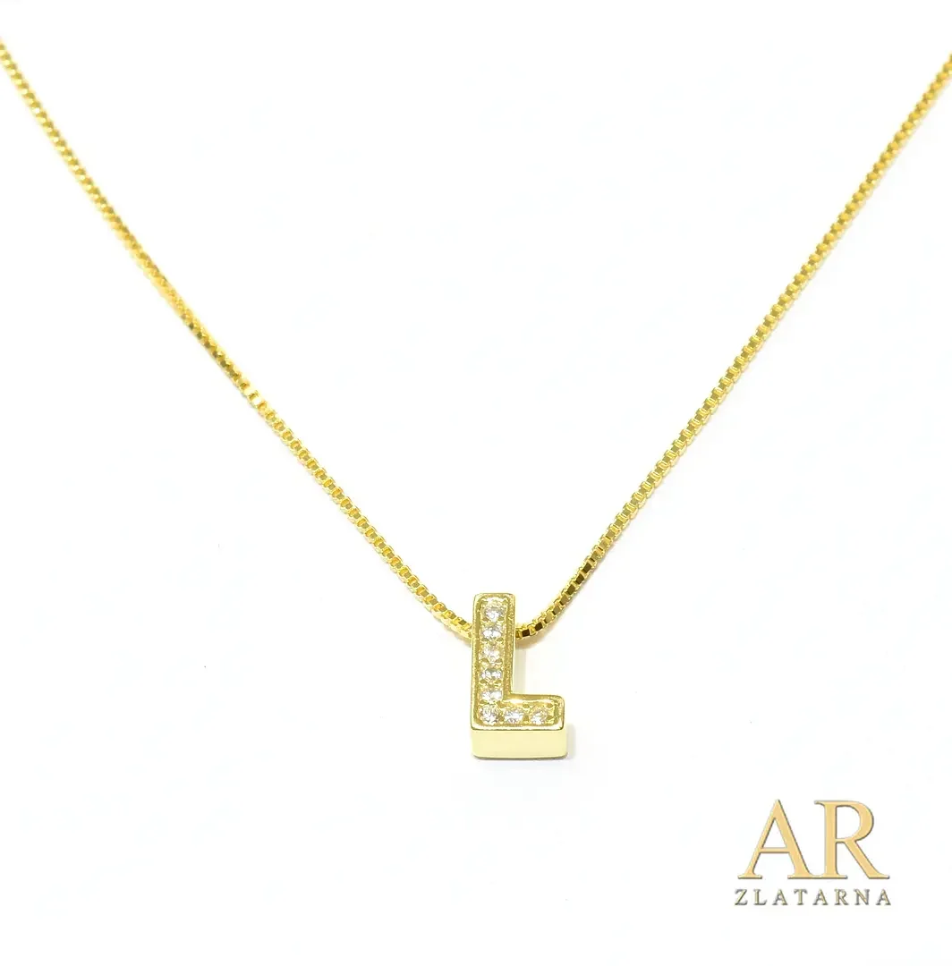 Srebrna pozlaćena ogrlica slovo L