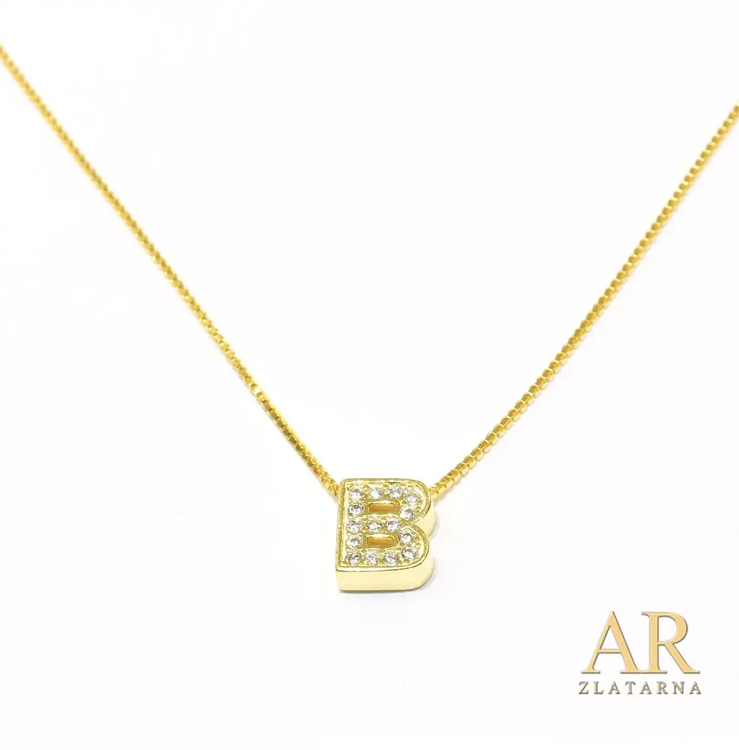 Srebrna pozlaćena ogrlica slovo B