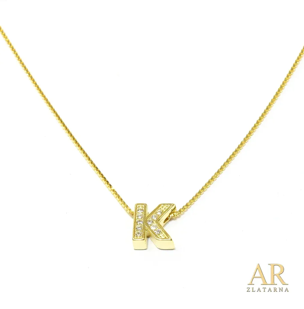Srebrna pozlaćena ogrlica slovo K