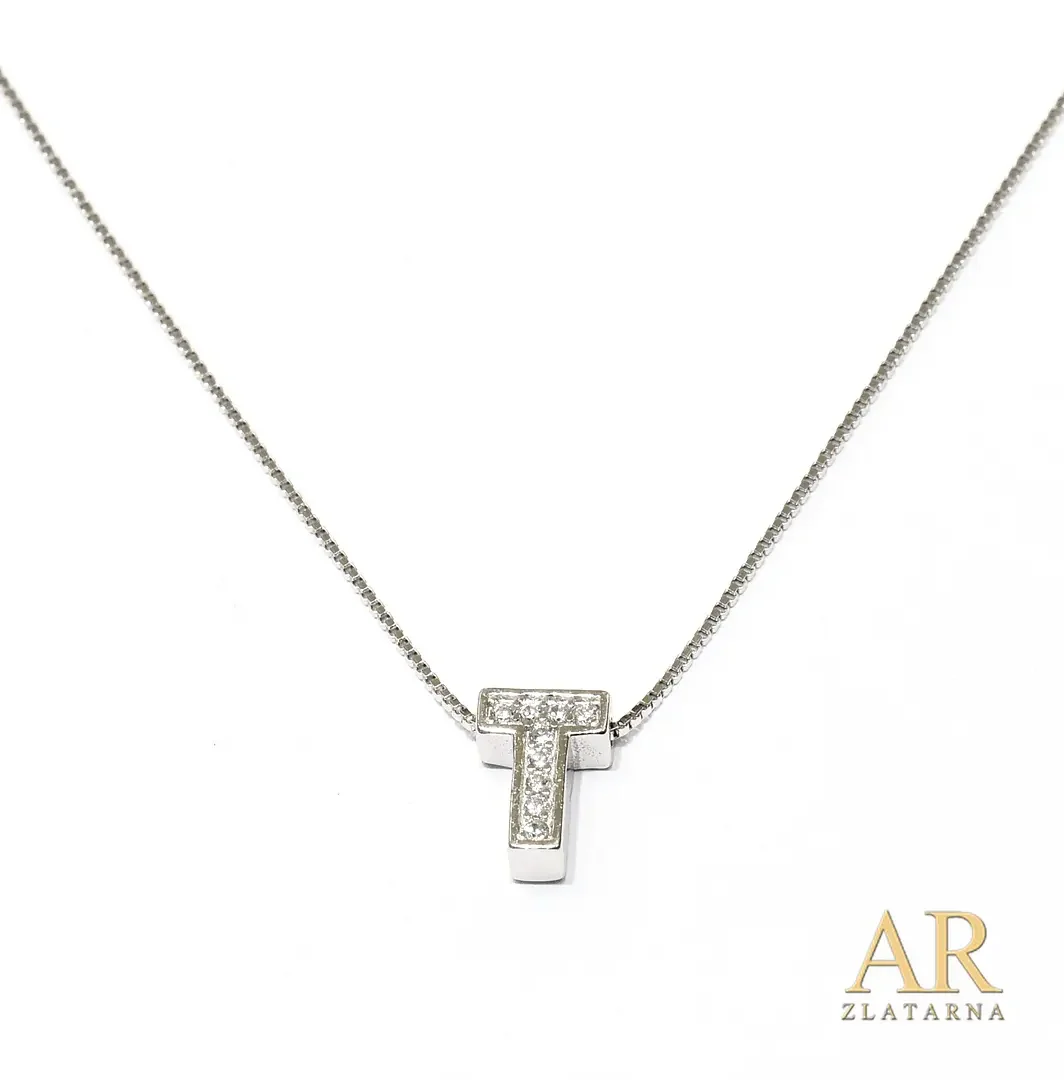 Srebrna ogrlica slovo T