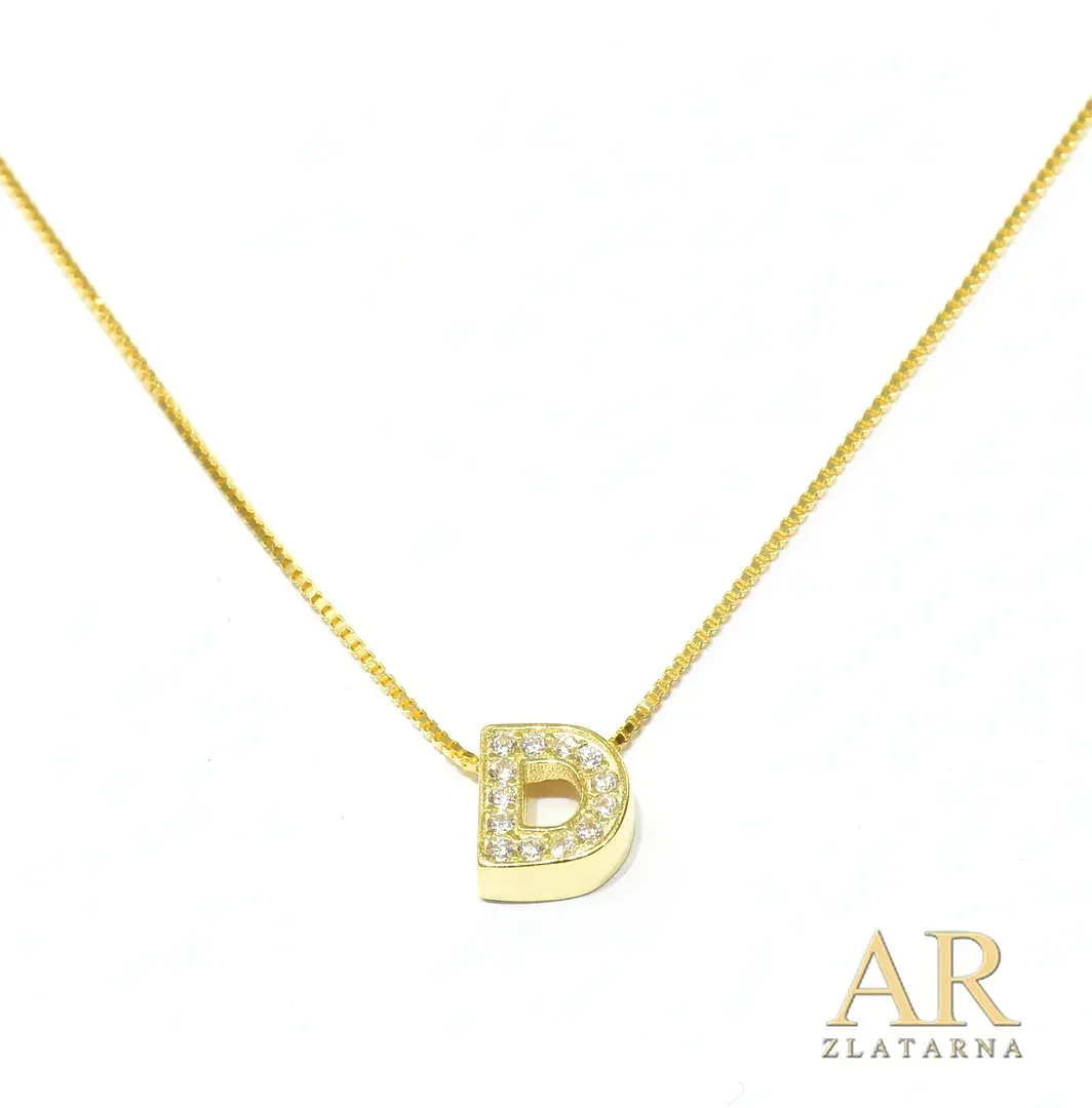 Srebrna pozlaćena ogrlica slovo D