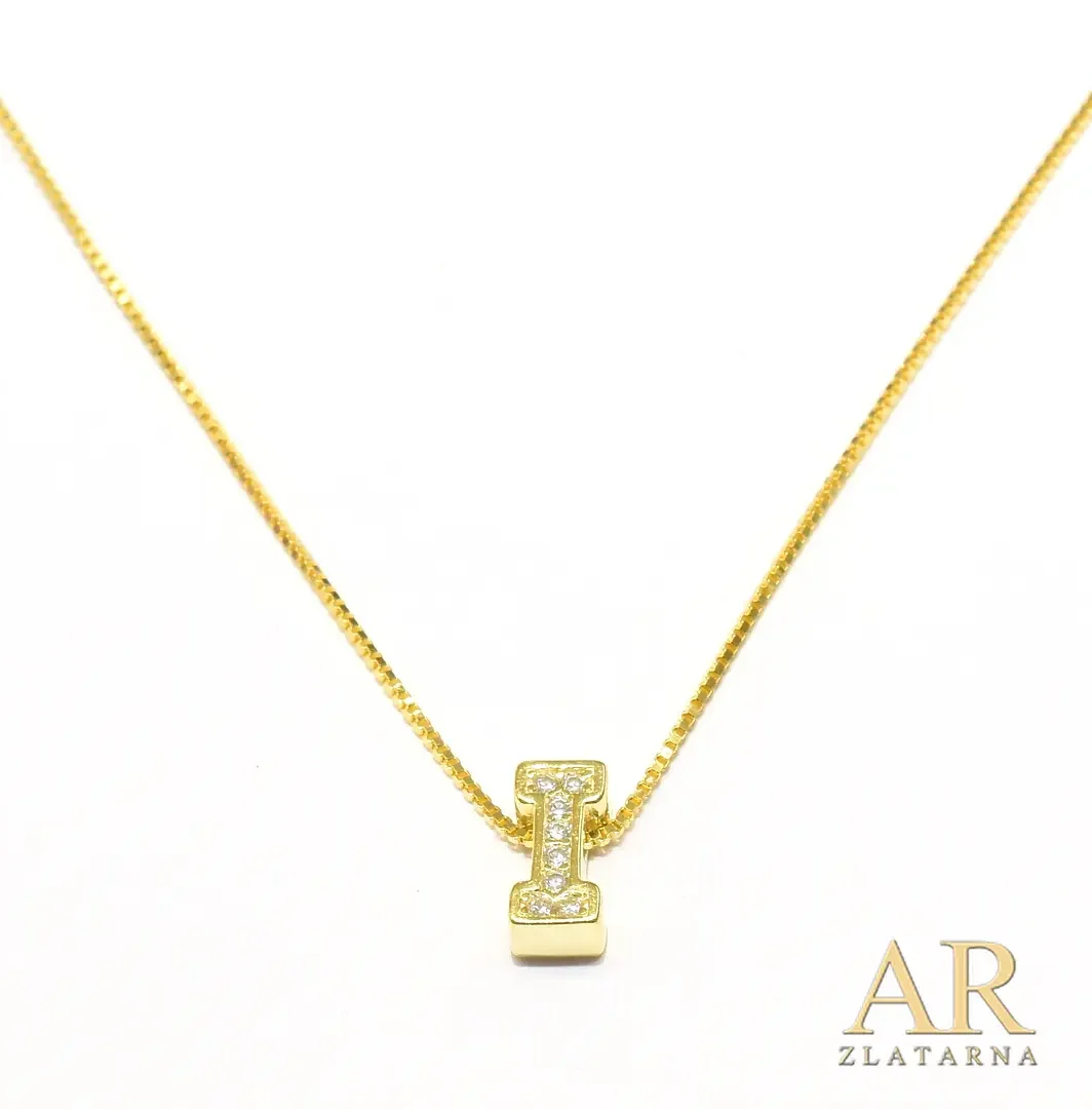 Srebrna pozlaćena ogrlica slovo I