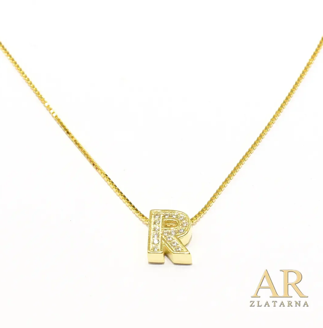 Srebrna pozlaćena ogrlica slovo R