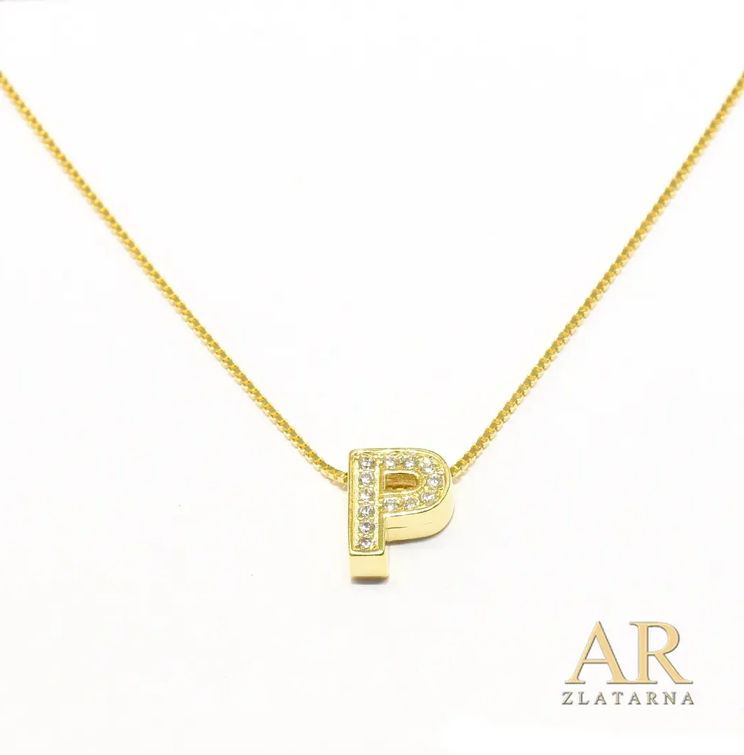 Srebrna pozlaćena ogrlica slovo P