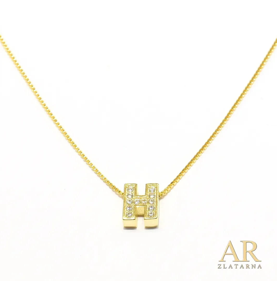 Srebrna pozlaćena ogrlica slovo H