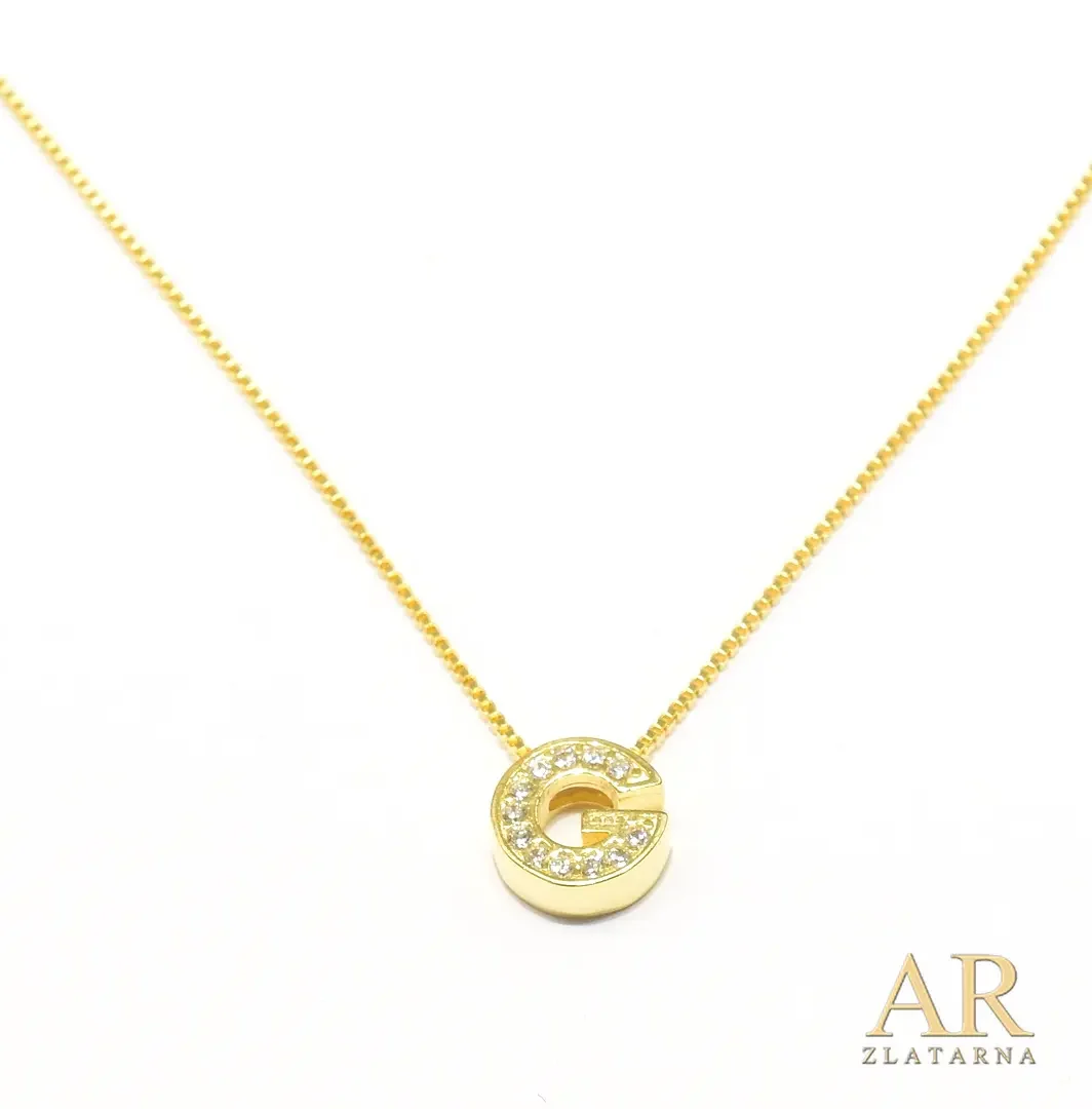 Srebrna pozlaćena ogrlica slovo G