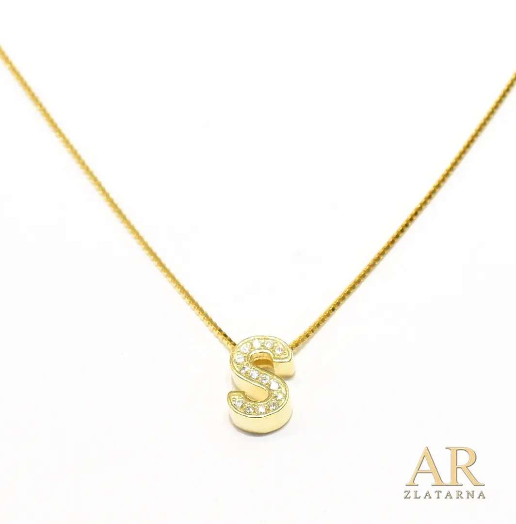 Srebrna pozlaćena ogrlica slovo S