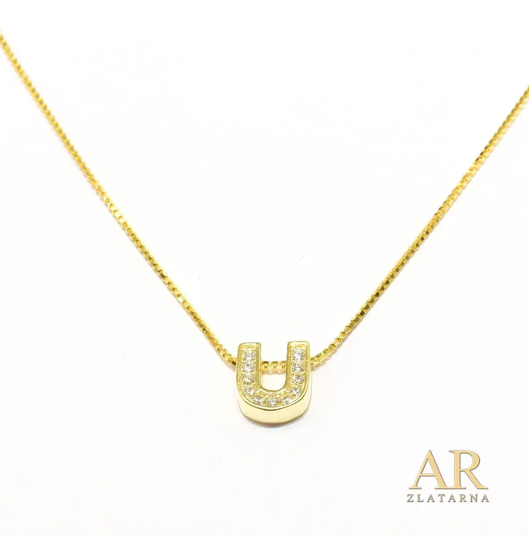 Srebrna pozlaćena ogrlica slovo U