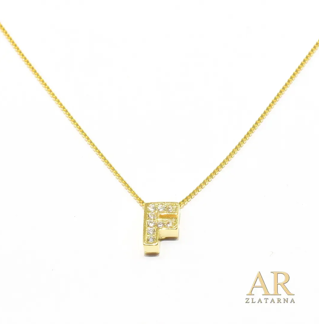 Srebrna pozlaćena ogrlica slovo F