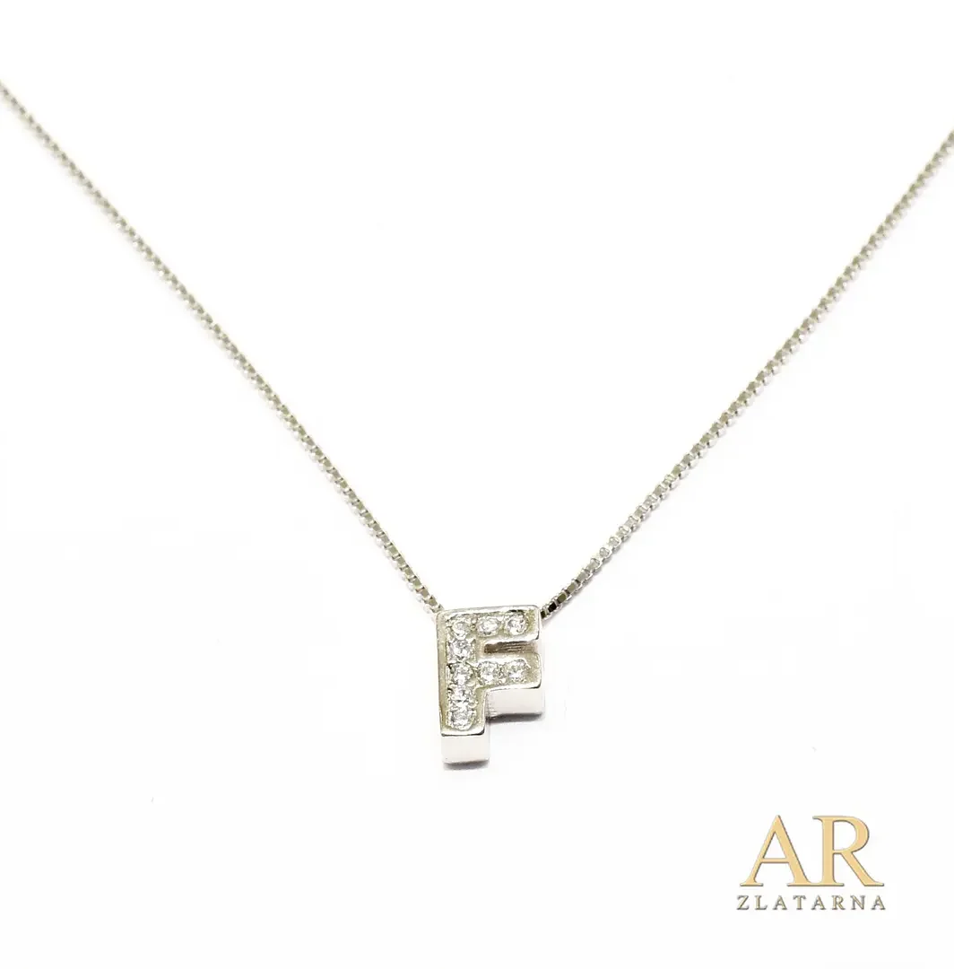 Srebrna ogrlica slovo F