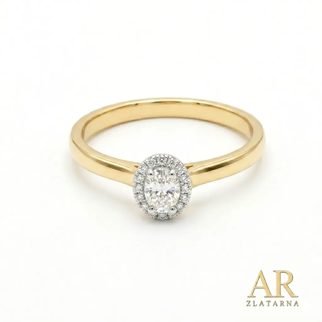 Zlatni zaručnički prsten sa ovalnim prirodnim dijamantom Enchante
