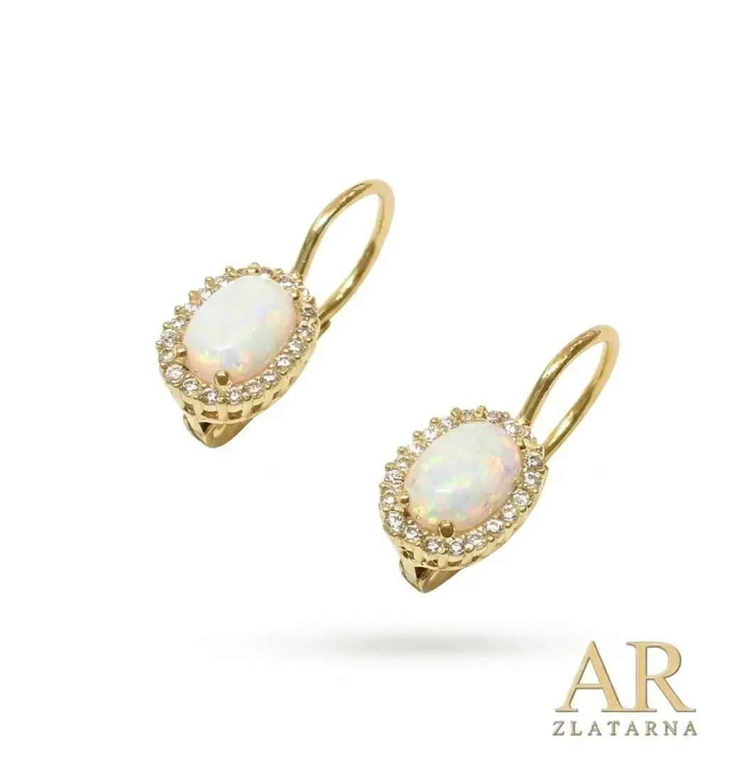 Zlatne naušnice sa Opalima i cirkonima model 4
