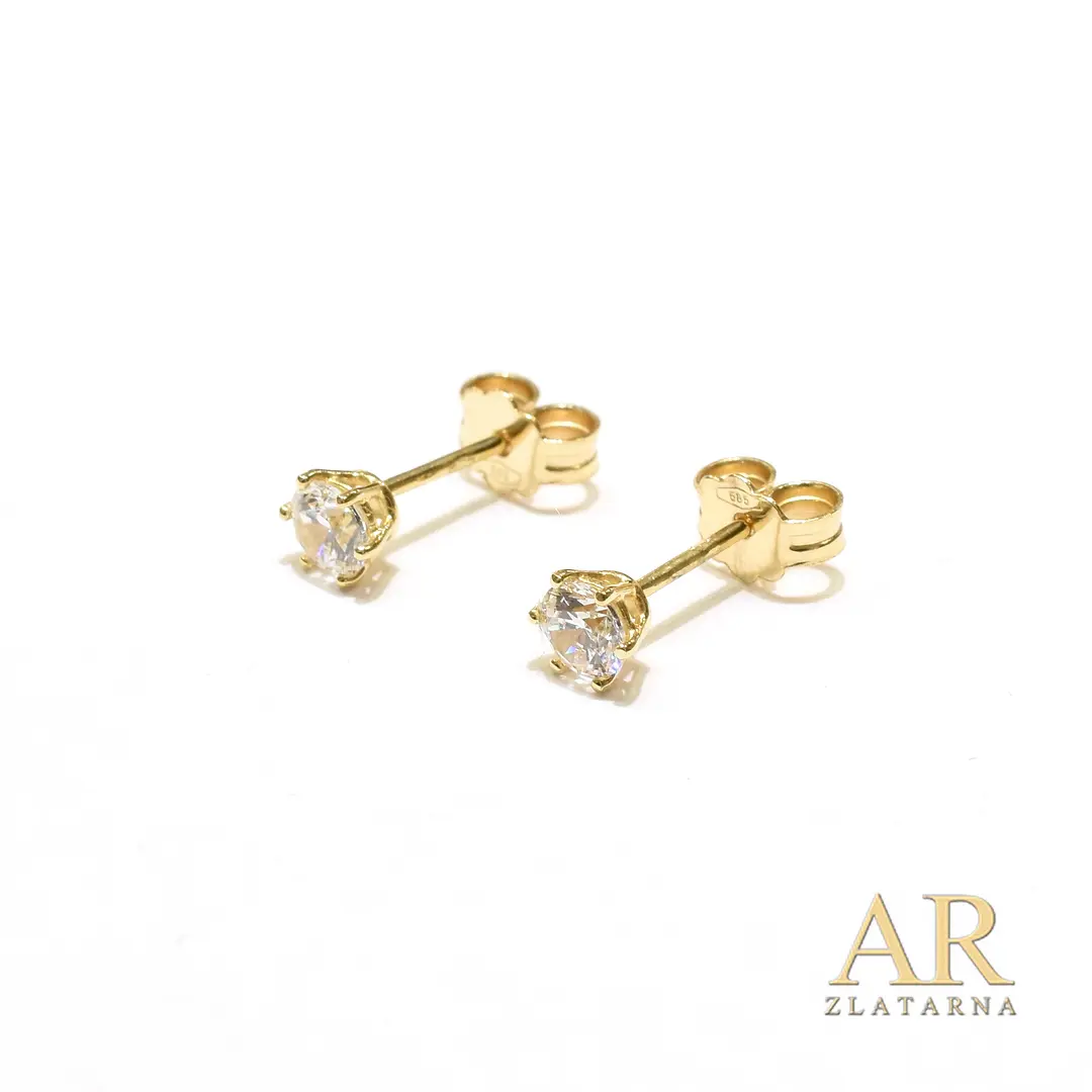 Zlatne naušnice Cirkon 4 mm