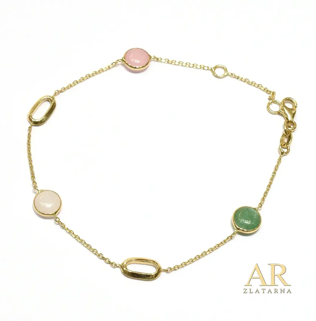 Zlatna narukvica Aventurine i Quartz