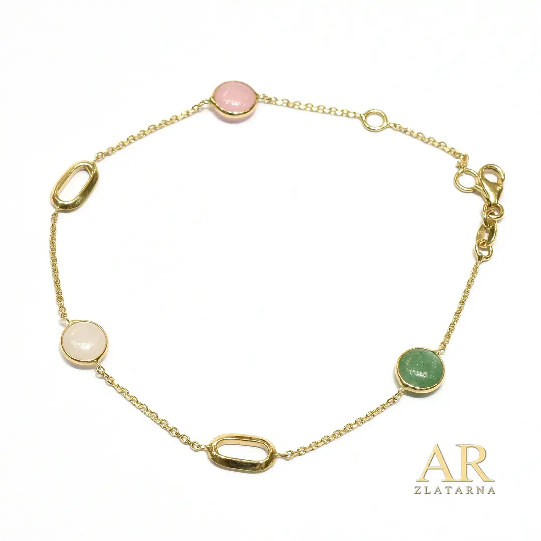 Zlatna narukvica Aventurine i Quartz