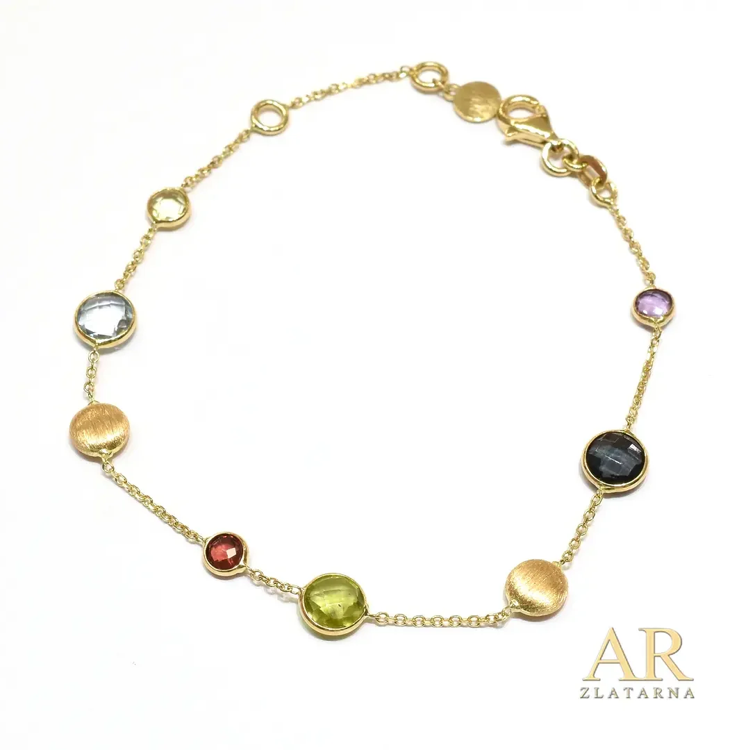 Zlatna narukvica Peridot Ametist Quartz Topaz