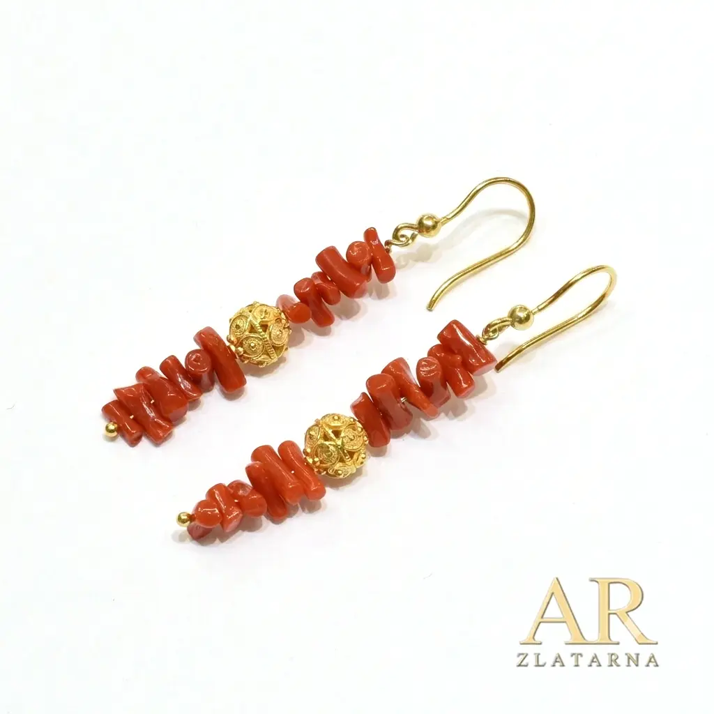 Srebrne naušnice sa koraljima i Šibenskim botunom Model 1