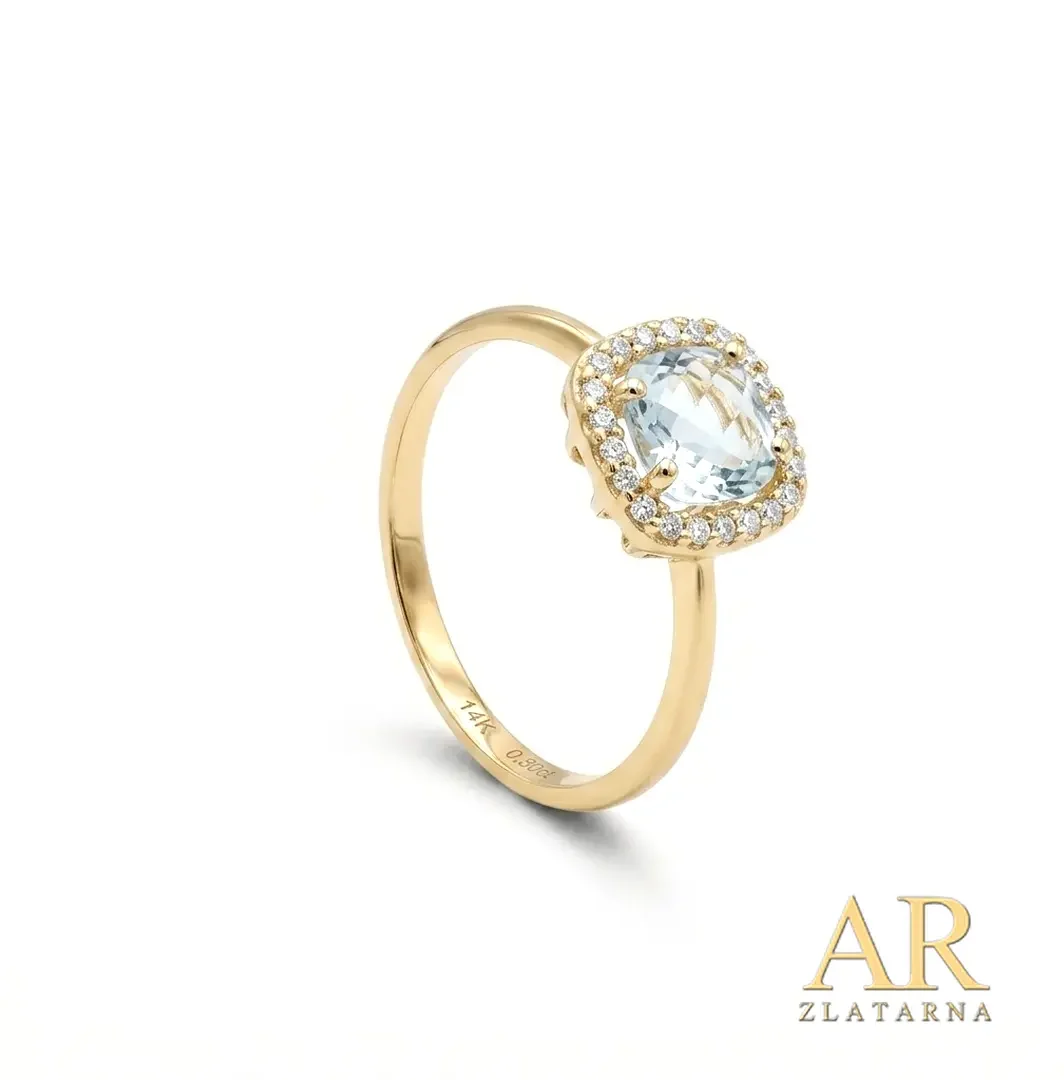 Zlatni prsten Topaz Radiant sa cirkonima