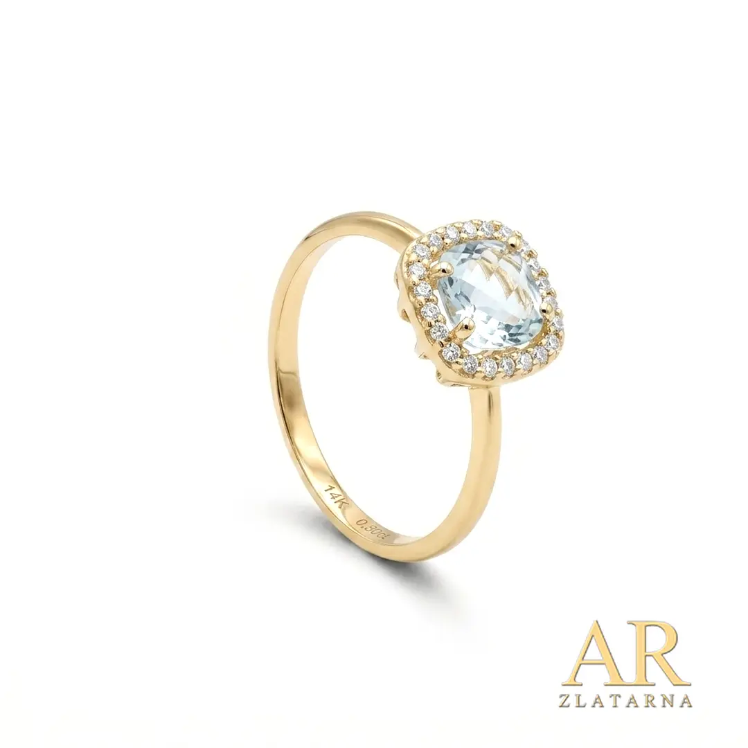 Zlatni prsten Topaz Radiant sa cirkonima