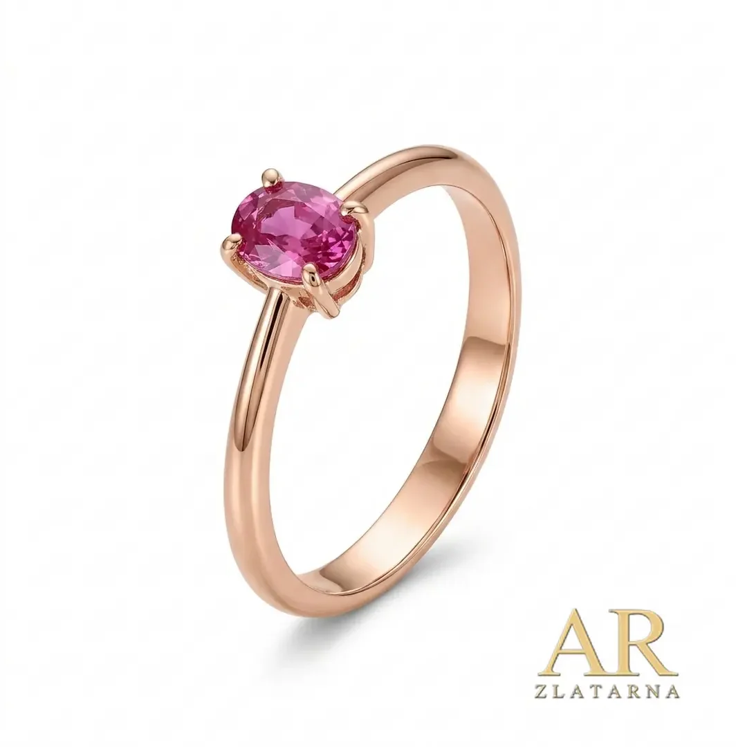 Zlatni prsten Crveno zlato sa rozim turmalinom 0.61 ct