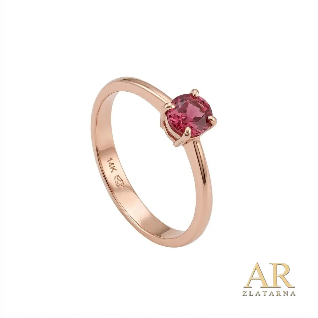 Zlatni prsten Crveno zlato sa rozim turmalinom 0.49 ct
